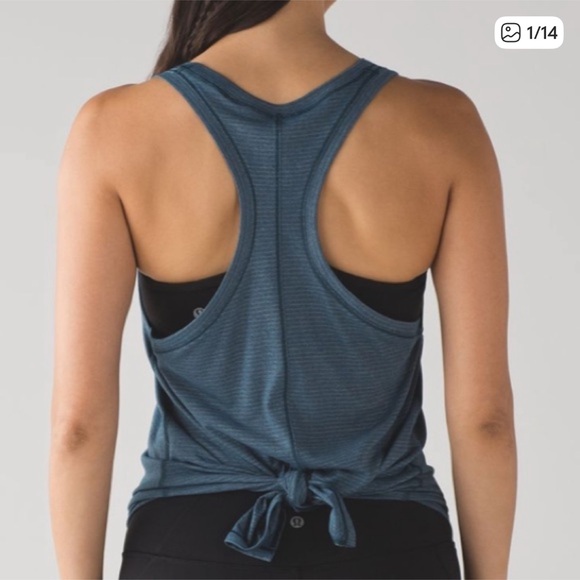 Lululemon Tie Back Singlet Tank Top Heathered Alberta Lake Blue - Picture 1 of 9